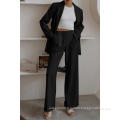 Women's 2023 Fall Two Piece Outfits Blazer Jacket and Wide Leg Pants Pockets Business Casual Suit Sets